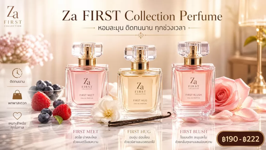 รีวิว Za FIRST Collection Perfume: น้ำหอมอ่อนๆ กลิ่นติดทนนาน หอมละมุน ทุกช่วงเวลา! ราคา ฿190 – ฿222