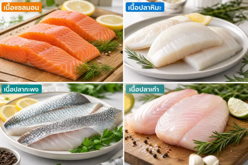 🔥4 ปลา ชาคริต ขายเป็นชิ้น🔥 ปลาสด-แช่แข็ง เก็บได้นาน อร่อย –> แซลมอน | ปลาหิมะ | ปลากะพง | ปลาเก๋า *ส่งแช่แข็งทั่วไทย