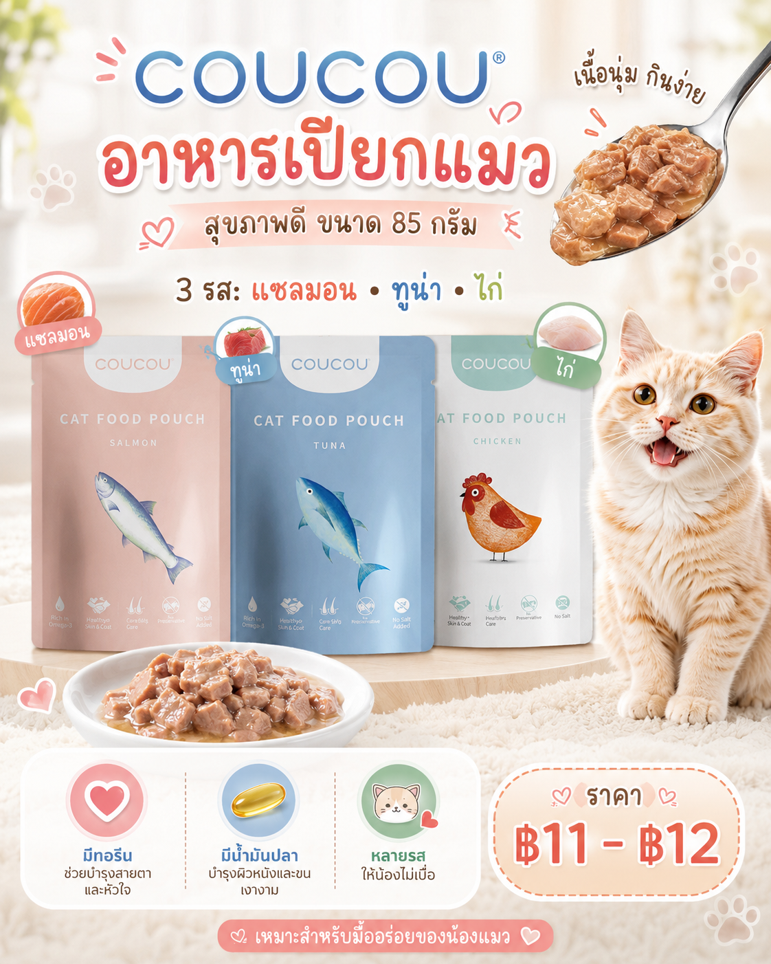 🐱🥣 เจ้านายเบื่ออาหารเม็ด? ลองเพิ่มความอร่อยด้วยอาหารเปียกเนื้อนุ่ม ๆ